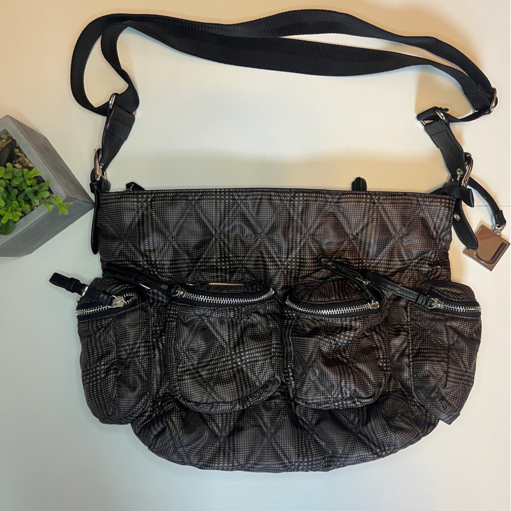 Joanel Multi-Pocket Plaid Purse